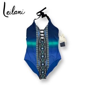 Leilani One Piece Ombré Strappy Halter Swimsuit Size 10